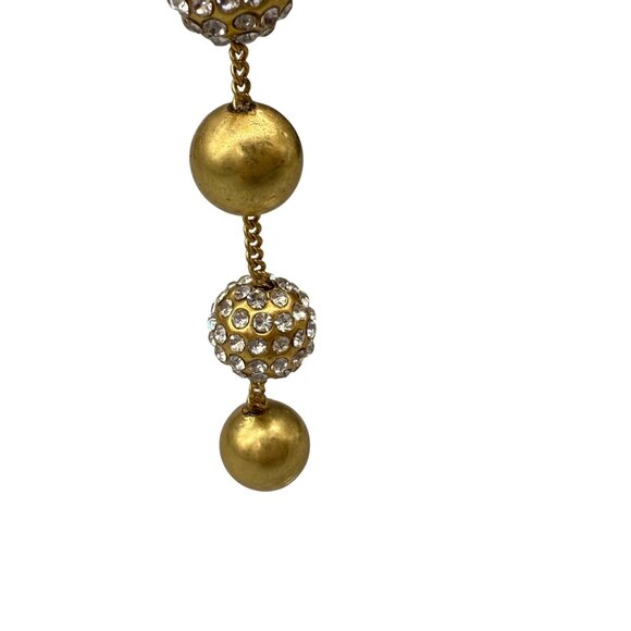 Gold & Rhinestone Long Drop Earrings - Picture 3 of 5